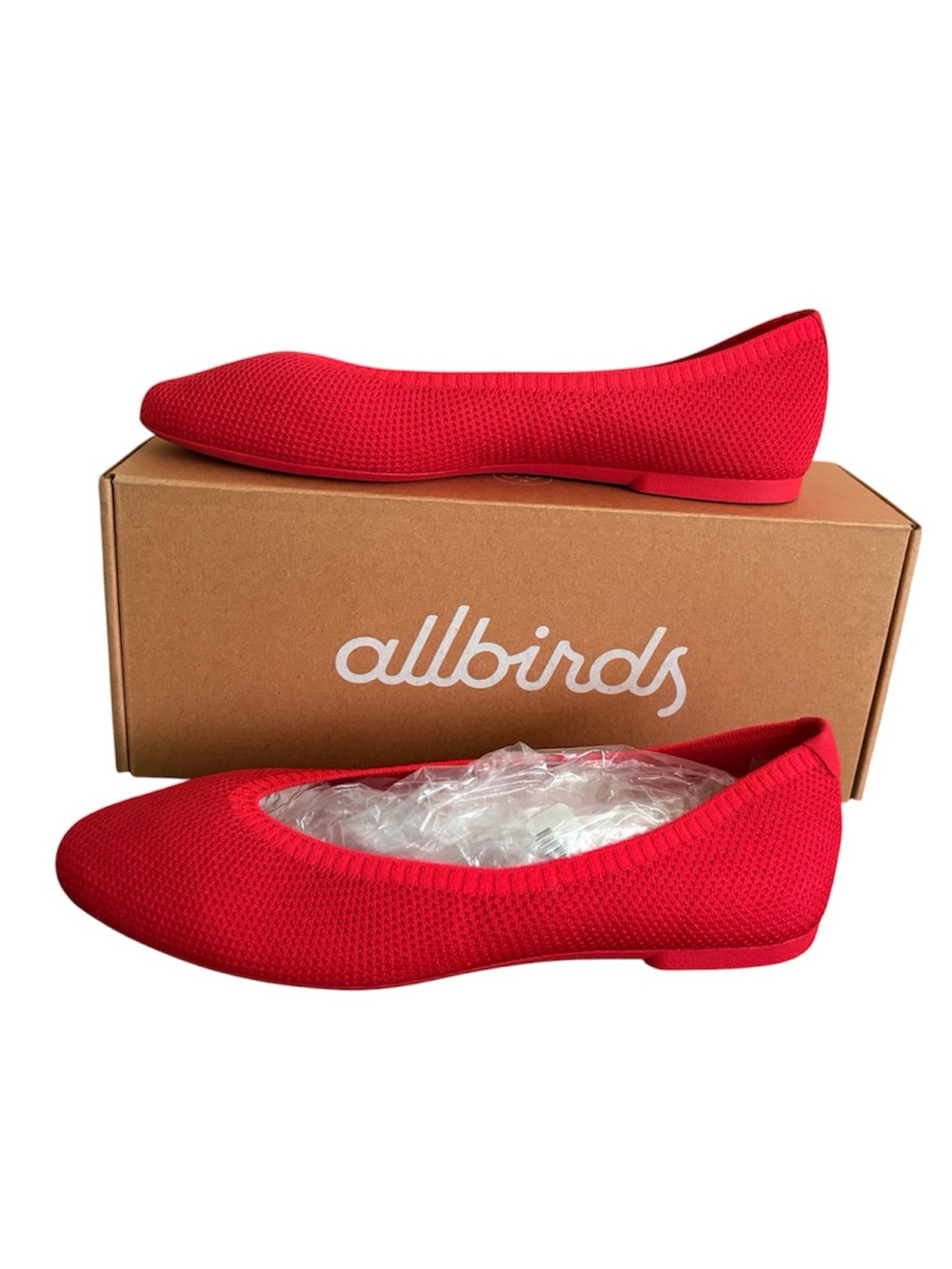 allbirds Tree Breezer Ballet Flats Point Bloom Red Tencel Sustainable Knit Sz 8